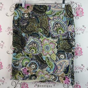 Talbots skirt paisley rainbow bright swirls Multicolor Paisley Pencil Skirt